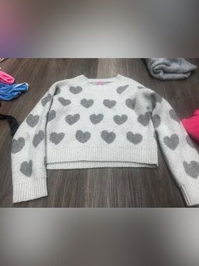 Gray and Light Gray Heart Pattern girls Sweater